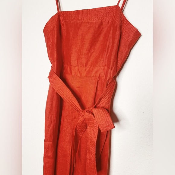 NWT J. Crew Tie-Waist Spaghetti Strap Linen Jumpsuit Bright Cerise Size 14 $128 - Picture 5 of 7